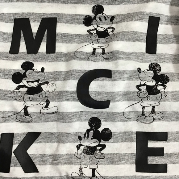 Disney Mickey Mouse Gray & White Striped Tee NWT - Picture 5 of 5